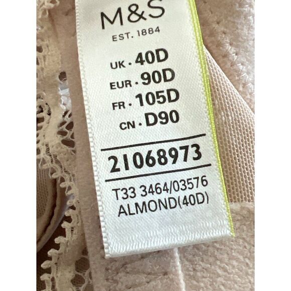 M&S Lingerie Women Almond Bra With Lace Detail Size 40D - Picture 11 of 11